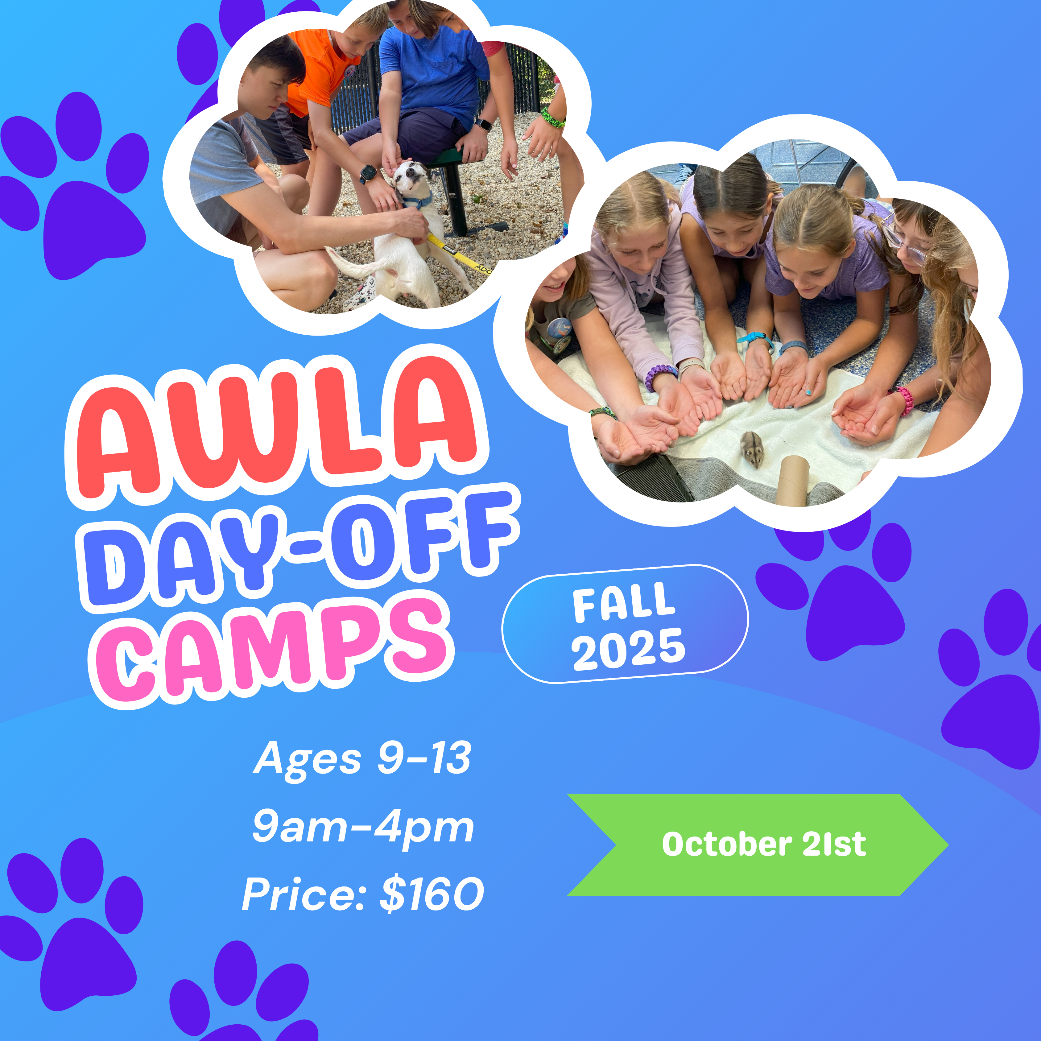 October 21 Oct 21, 2025 AWLA 1-day camp